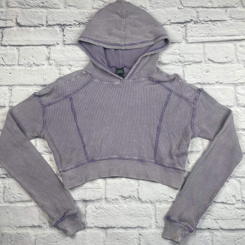 J1582 Wild Fable Purple Crop Top Waffle Knit Size Small